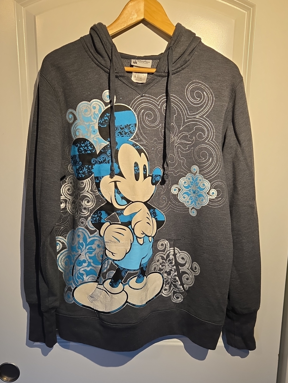 Disney Charcoal Hoodie with Blue & White Mickey Graphic